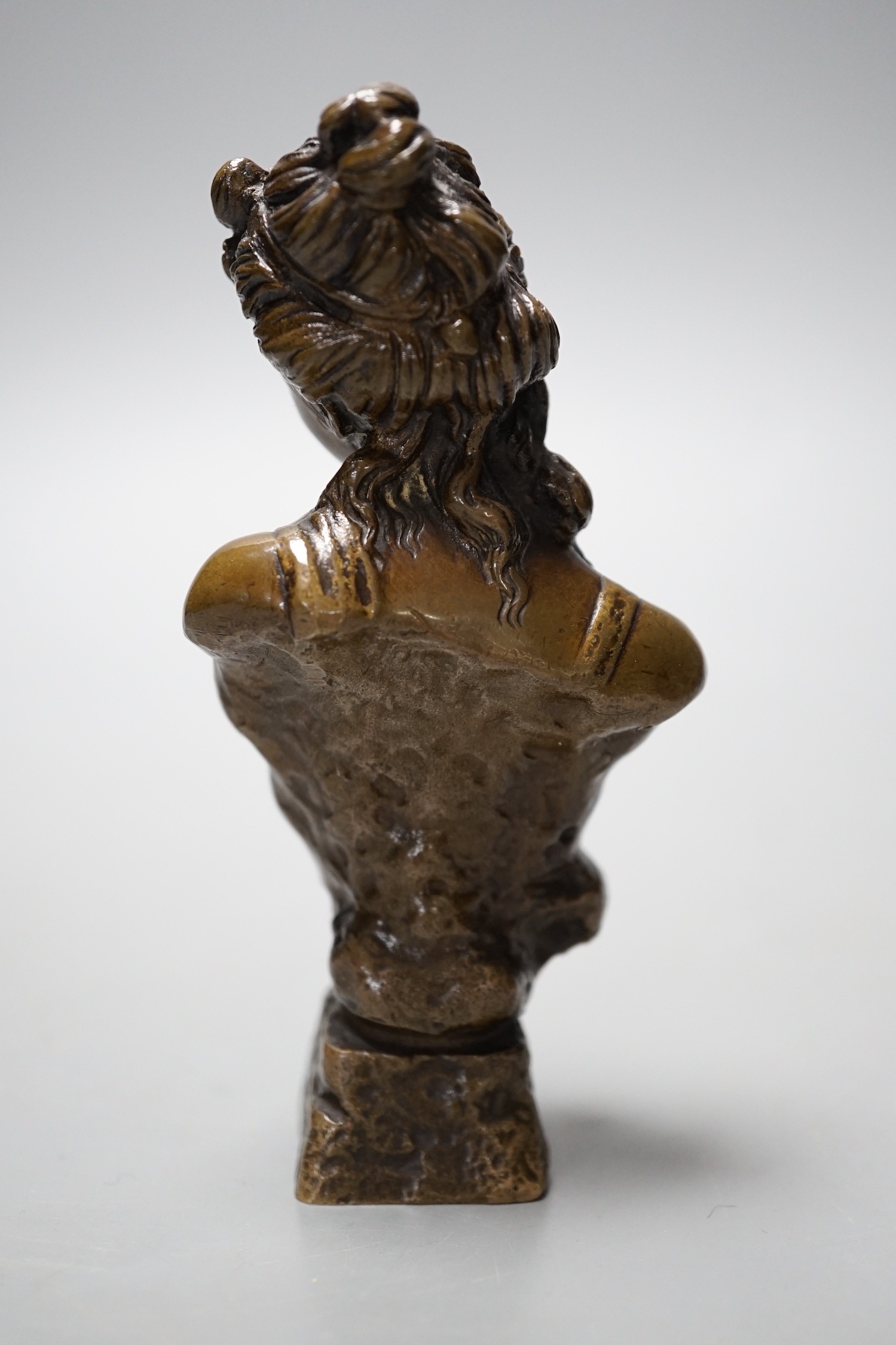 A small bronze bust marked ‘Cleo’, 11cm tall